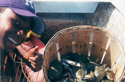 boy with crabs